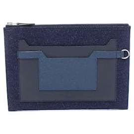 Hermès-Hermes Toodoo 29 Clutch Bag Felt-Blue