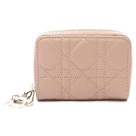 Dior Lady Dior Voyageur Pequeno Estojo de Moeda com Zíper Rosa