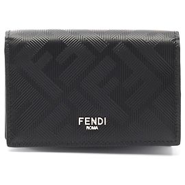 Tarjetero de cuero Shadow Zucca Fendi Negro