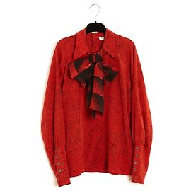 Top Chloe 1995s FR40 Rosso Nero in Seta con Nodo Ascot UK12 US10 Lagerfeld Chloé Rosso
