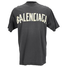 Camiseta de algodão cinza com logo Tape Type da Balenciaga Cinza