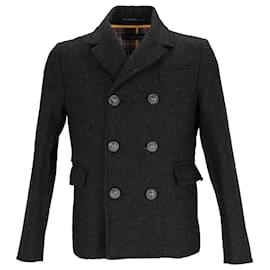 Dsquared2-Dsquared2 Double-Breasted Coat in Grey Wool-Grey