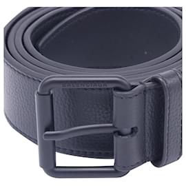 Balenciaga-Balenciaga Logo Print Buckled Belt in Black Leather-Black