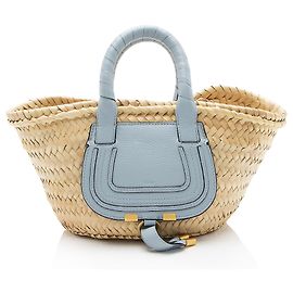 Chloé Chloe Raffia Marcie E/W Mini Tote Braun Beige