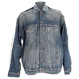 Dekonstruierte Jacke von Balenciaga aus blauer Denim Blau Hellblau