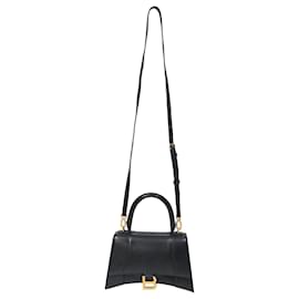 Balenciaga-Balenciaga Small Hourglass Top Handle Bag in Black Calf Leather-Black