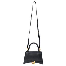 Bolsa de mão Small Hourglass da Balenciaga em couro de bezerro preto Preto