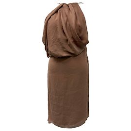 Robe mini à col halter drapé en triacétate marron de Acne Studios Marron Rouge