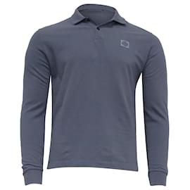 Stone Island-Stone Island Long Sleeve Polo Shirt in Light Blue Cotton-Blue,Light blue