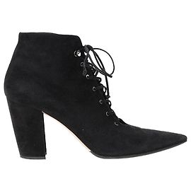 Stivaletti con lacci Miu Miu in suede nero Nero