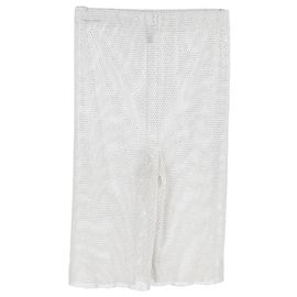 Mach & Mach Crystal-Embellished Shorts in White Polyester White Cream