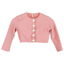 Lisa Marie Fernandez Tweed-Cropped-Cardigan aus rosa Polyamid Pink