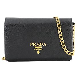 Prada 2-Way Chain Shoulder Clutch Bag Black