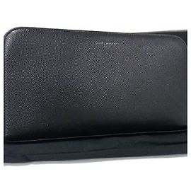 Saint Laurent Black Leather Coin Purse Black