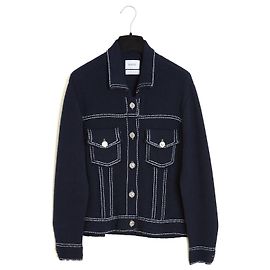 Giacca in Denim Barrie FR40 Blu Navy Cashmere Cotone Denim UK12 US10 Blu navy