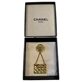 Broche Chanel CC Logo Métal Doré Doré