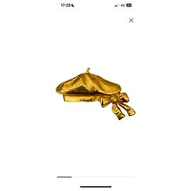Chanel Goldene Metall-Beret-Brosche mit Schleife Golden