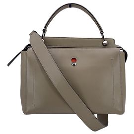Fendi Bolsa tote de couro taupe DotCom 2 em 1 com alça de ombro Cinza