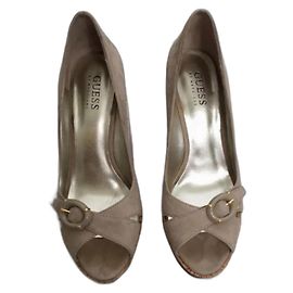 Mules à compensées Guess Beige en daim Beige