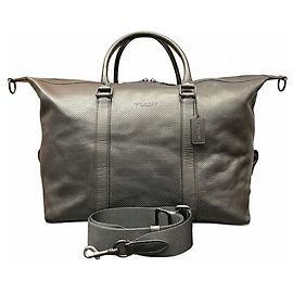 Coach F93537 Perforated Leather Boston Bag for Men Black