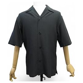 Louis Vuitton-NEW LOUIS VUITTON MONOGRAM JACQUARD SHIRT BLACK SIZE 46 SILK AND COTTON SKIRT-Black