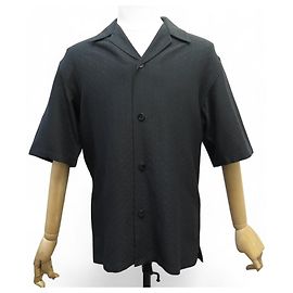 NUOVA CAMICIA LOUIS VUITTON MONOGRAM JACQUARD NERA TAGLIA 46 SETA E COTONE GONNA Nero