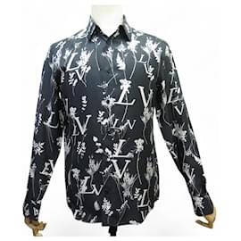 Louis Vuitton-NEW LOUIS VUITTON MONOGRAM LEAVES SHIRT SIZE 46 IN GREEN SILK SKIRT-Green