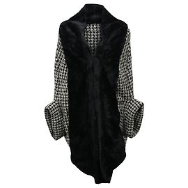 Schwarze Wolljacke mit Pelzbesatz von Junya Watanabe Schwarz