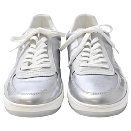 Louis Vuitton-Louis Vuitton Rivoli Monogram Trainers in Silver Leather-Golden,Metallic