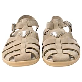 Prada-Prada Fisherman Sandals in Beige Suede-Beige