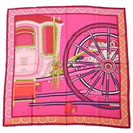 Lenço Hermès Balade En Berline 90 em seda rosa Rosa