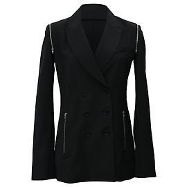 Alexander Wang Double Breasred Blazer with Zippers in Black Polyester Black