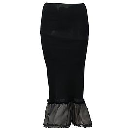 D&G Frilled Hem Skirt in Black Chiffon Black