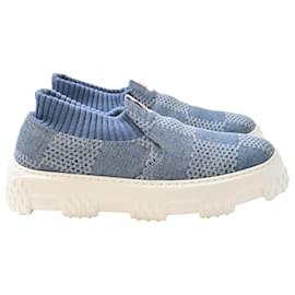 Louis Vuitton-Louis Vuitton LV Space Lander Slip On Sneakers in Blue Denim-Blue,Light blue