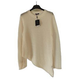 Massimo Dutti Asymmetrischer Alpaka-Wollpullover Weiß