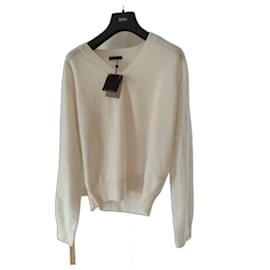 Massimo Dutti Wollpullover mit V-Ausschnitt Beige