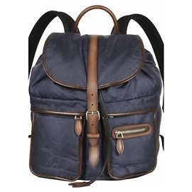 Berluti Mochila de Lona e Couro Castanho escuro Azul marinho