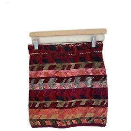 Falda recta Maje Jakarto rosa y roja de jacquard Rosa Roja