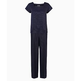 Yves Saint Laurent Set, Striped Model Circa 1980. Silvery Blue