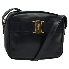 Borsa a Spalla Vala in Pelle Blu Navy e Oro Auth 138120 di Salvatore Ferragamo D'oro Blu navy