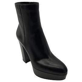 Gianvito Rossi Black Leather Platform Ankle Boots Black