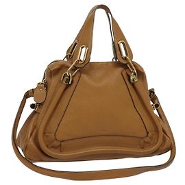 Chloé Bolsa de mão Chloe Paraty em couro 2 em 1 marrom ouro Auth 138178 Marrom Dourado