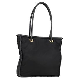 Céline Borsa Tote in Nylon Nero Oro Auth 136206 Nero D'oro
