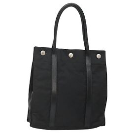 PRADA Tote Tasche Nylon Schwarz Silber Auth 139452 Schwarz Silber