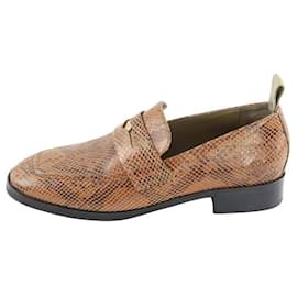 Autre Marque-Brown leather loafers-Brown