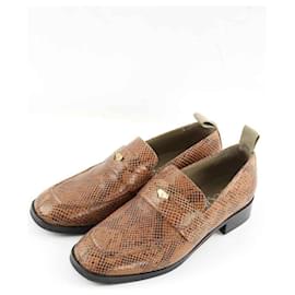 Autre Marque-Brown leather loafers-Brown