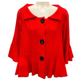 Roter Wollstrick-Peplum-Cardigan von Valentino Rot