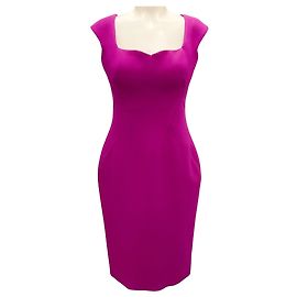 Robe de cocktail en crêpe à encolure cœur magenta Zac Posen Violet