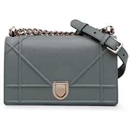 Dior-Dior Gray Small Grained Calfskin Diorama Flap-Brown