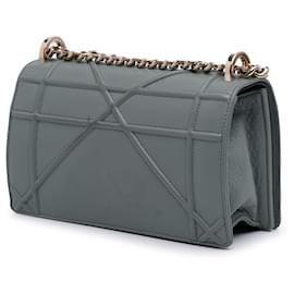Dior-Dior Gray Small Grained Calfskin Diorama Flap-Brown